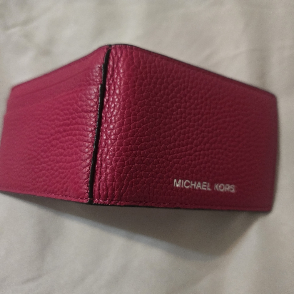 NWT Michael Kors Cooper Compact ID Wallet Card Holder Leather Dark Raspberry - Picture 8 of 10